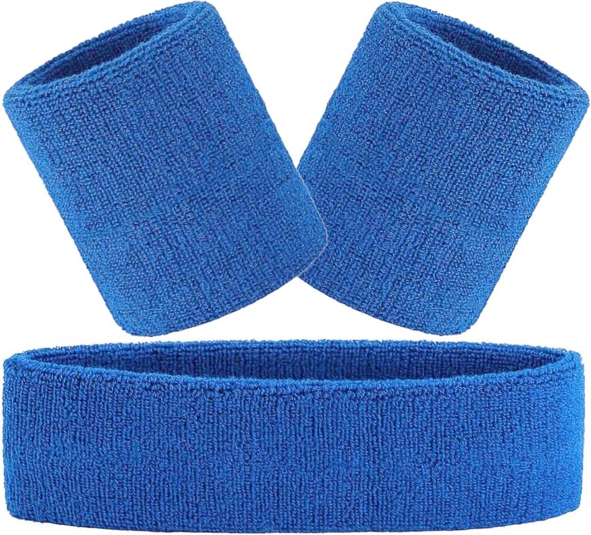 3-delige set zweetbanden, 1 x hoofdband + 2 x zweetbanden voor polsen, hoofdband voor dames en heren, accessoire voor carnaval en carnavalskostuum, hoofdband voor jongeren