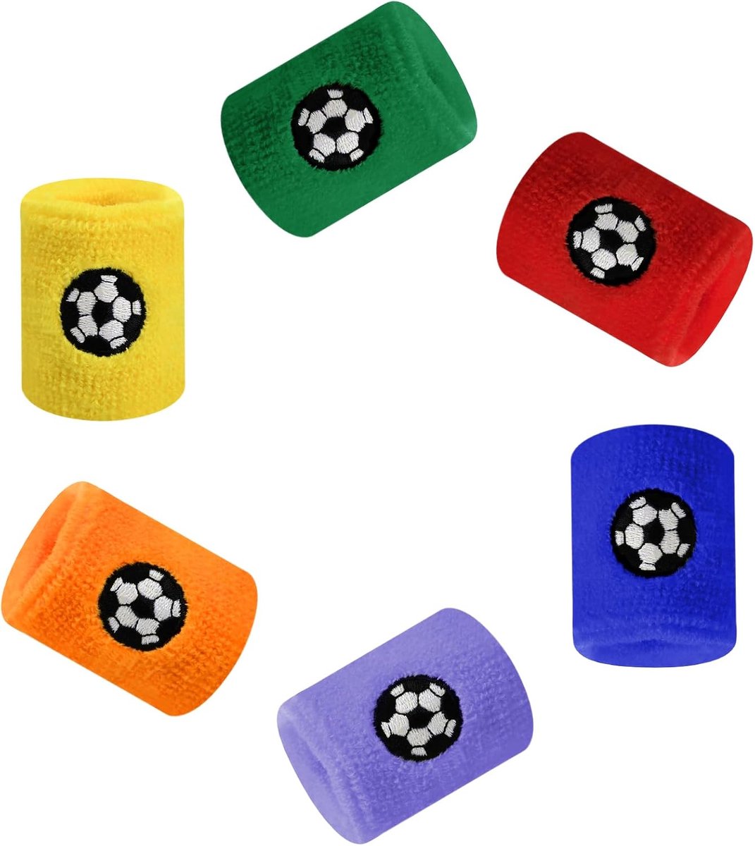 6 zweetbanden voor kinderen, katoen, zweetband, tennis, basketbal, jongens, meisjes, absorberend, kleuren, elastisch