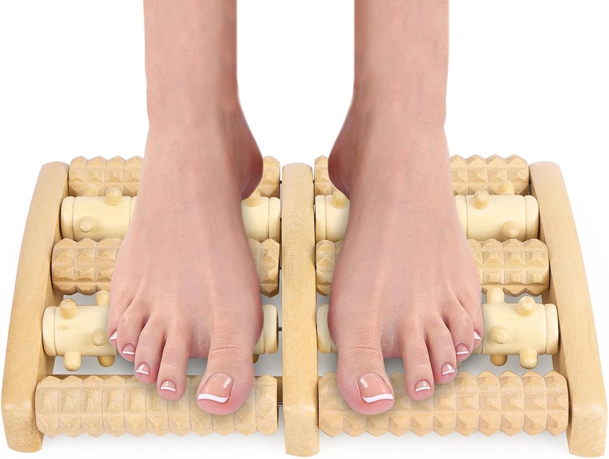 Voetmassage-rol, houten voetroller voor het verlichten van plantaire fasciitis, diabetische neuropathie, hielboog, reflexologie-gereedschap, ontspanningsgeschenken voor vrouwen en mannen