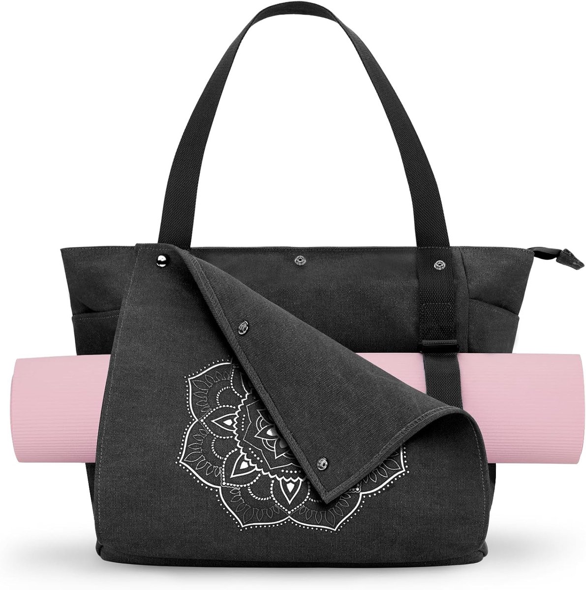 Yogamat Tas, Sporttas Draagtas met Meerdere Zakken voor Vrouwen en Mannen, Canvas Yogamat Drager – Eenvoudig Yogamat In- en Uitnemen voor Pilates, Reizen, Training, Kantoor