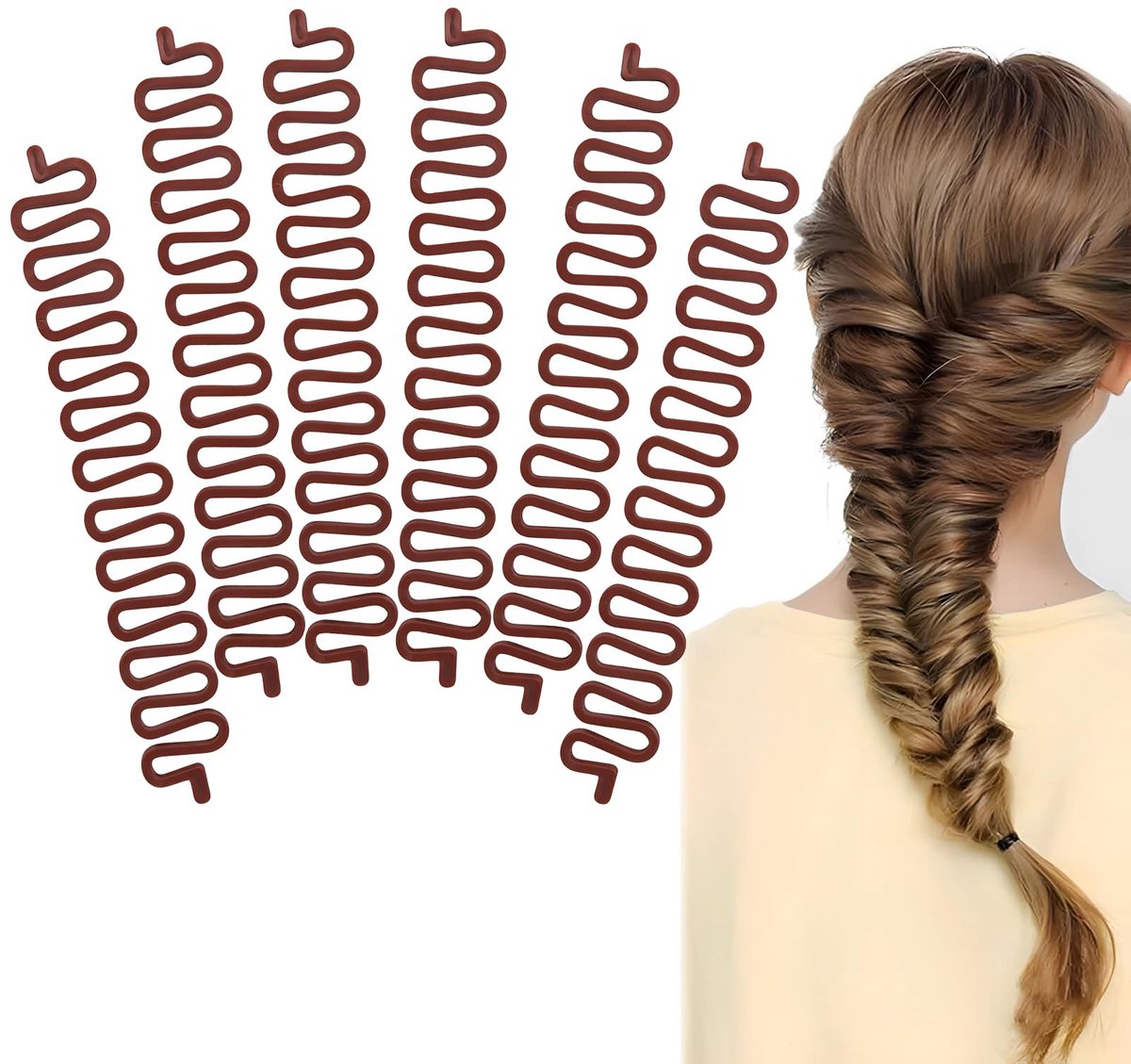 6 stuks haarvlechtgereedschap, haarvlechthulpen, kappersgereedschap, kappersaccessoires, gedraaid vlechtgereedschap, kappersaccessoires voor vlechten, karamel
