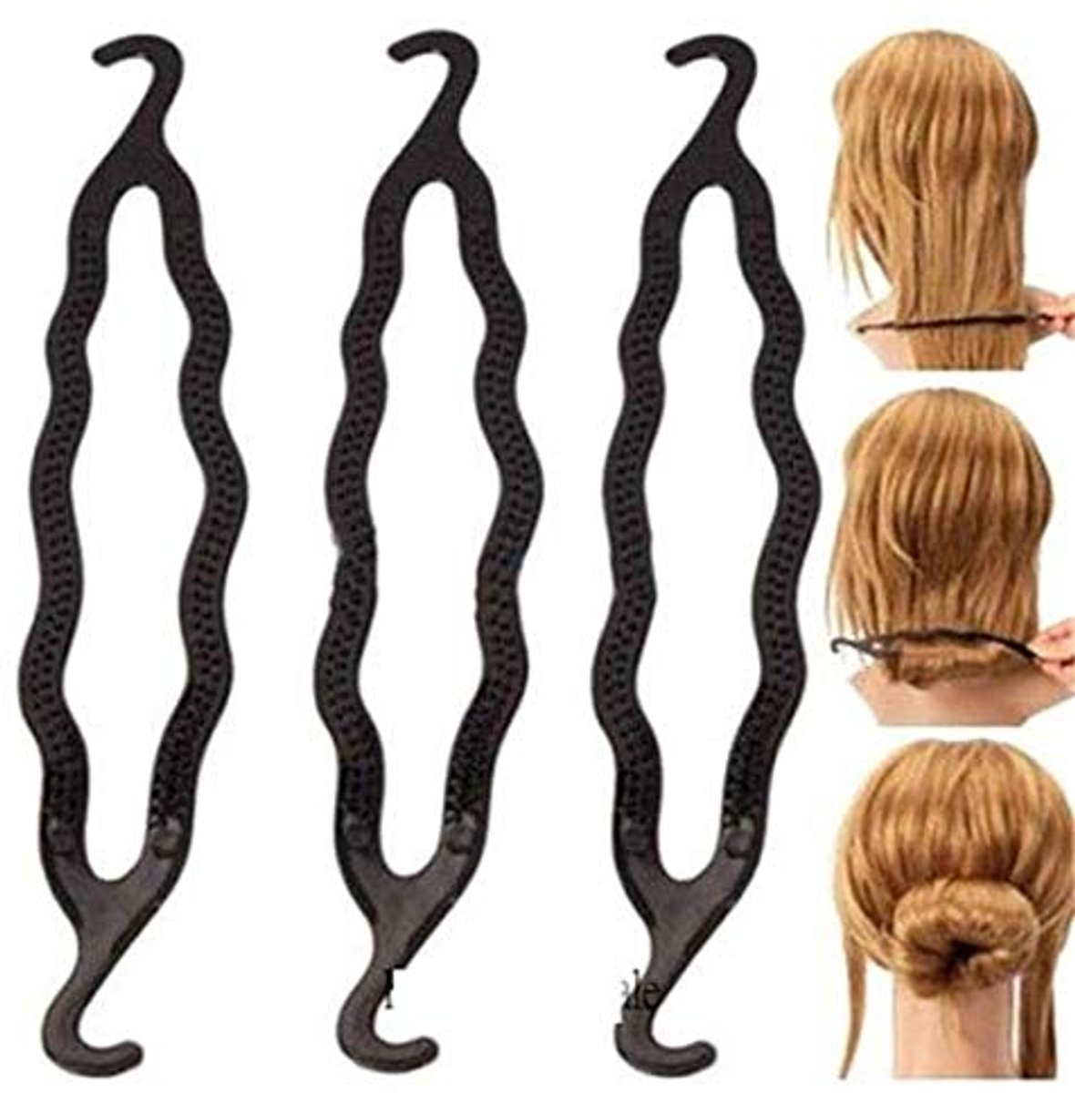 Kapselhulpset met handleiding (mogelijk niet beschikbaar in het Nederlands) - eenvoudige kapsels om zelf te maken - kapselhulpset voor lang haar met accessoires - haarstyling set (zwart)