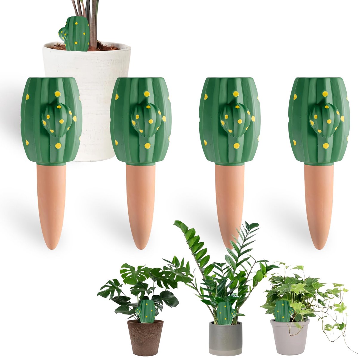 Terracotta te planten, 4 stuks, irrigatie, druppels, oliën, terracotta, automatische irrigatie, planten, irrigatie, druppelfles, voor tuin, huis, binnen en buiten