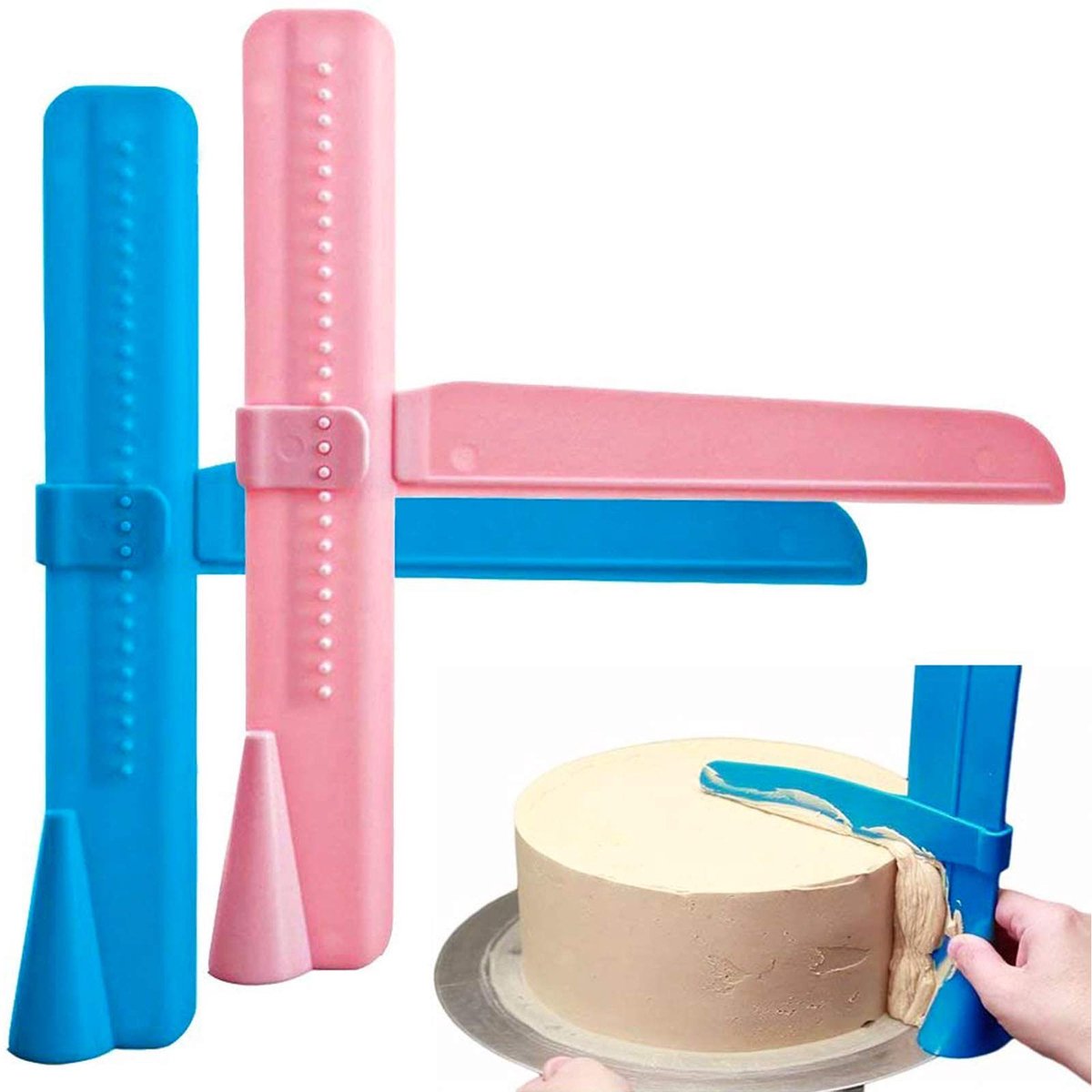 Fondant Decoratie, set van 2 instelbare doe-het-zelf modelleergereedschap fondant taartschraper voor het aanbrengen van glazuur op taart