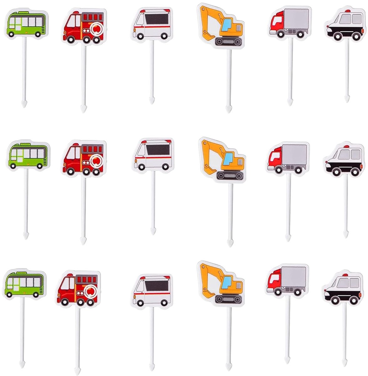 Mini-fruitvorken voor kinderen, 18 stuks dessertvorken in autovorm, herbruikbare tandenstokers voor bento, fruitvorken voor feest, verjaardag