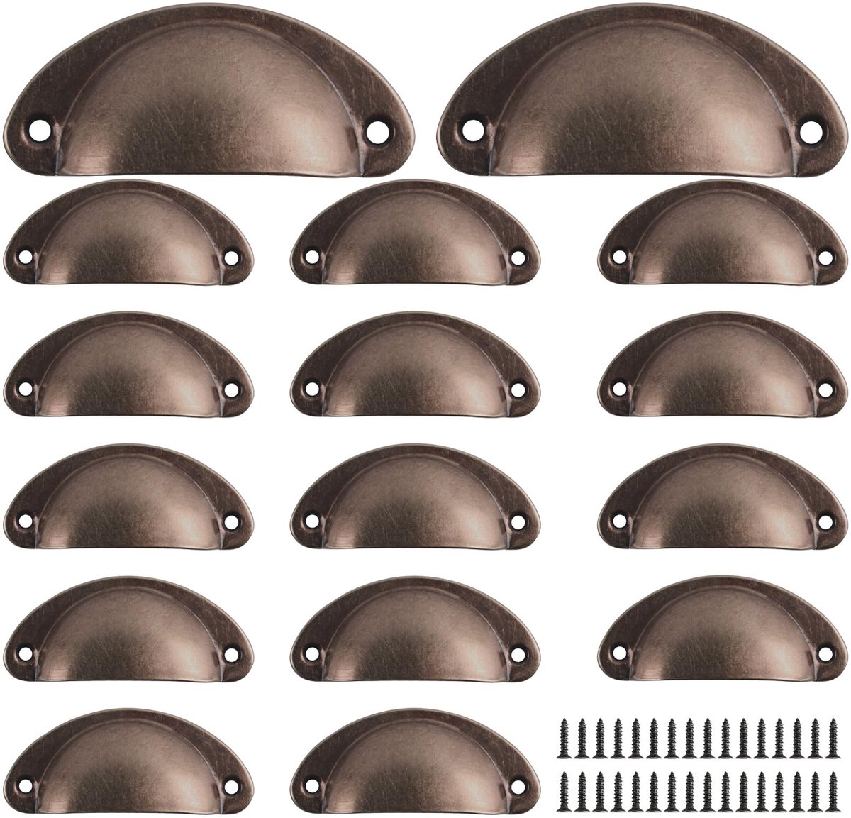 Shell handvat vintage, bronzen kasthandgrepen, ladehandvat met schroeven, meubelgrepen, keukenkasthandgrepen, ladeknoppen - 16 stuks retro rood