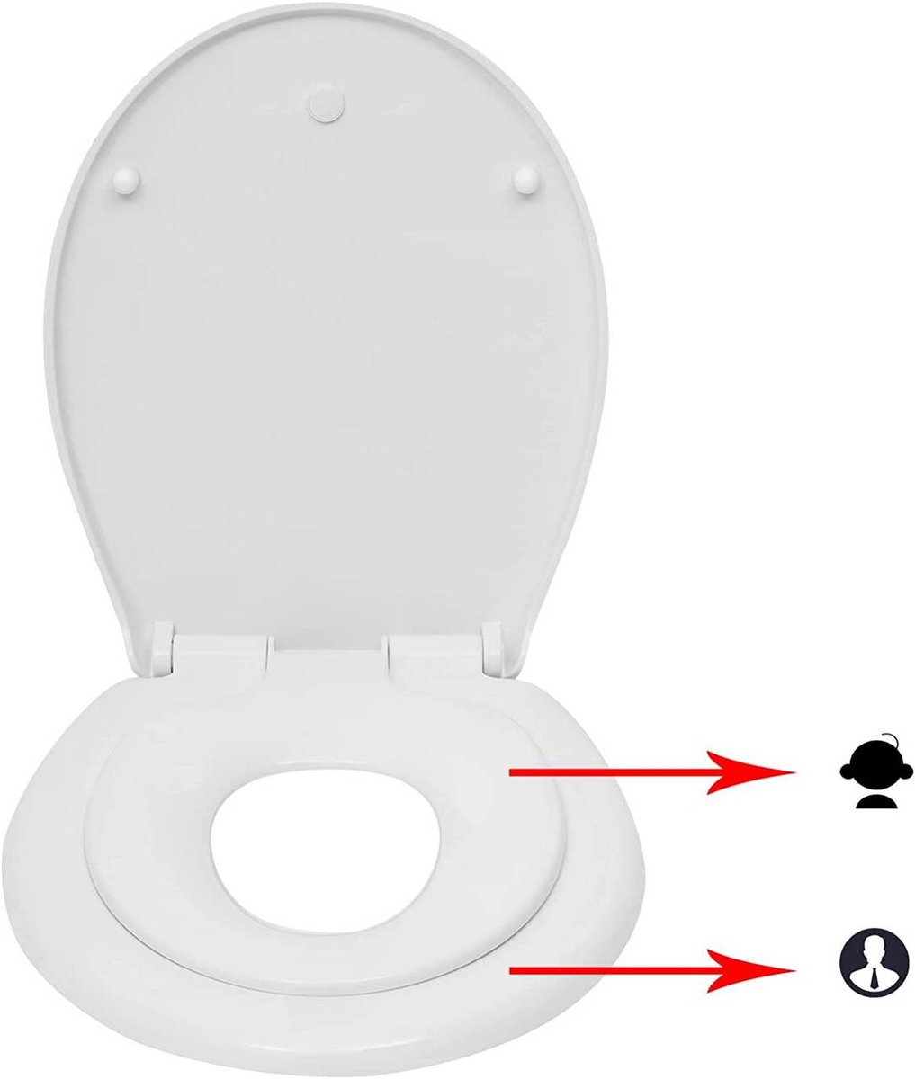 SureDeal® - Kunststof - Toiletzitting wit - Zacht sluitmechanisme Kinderzitting