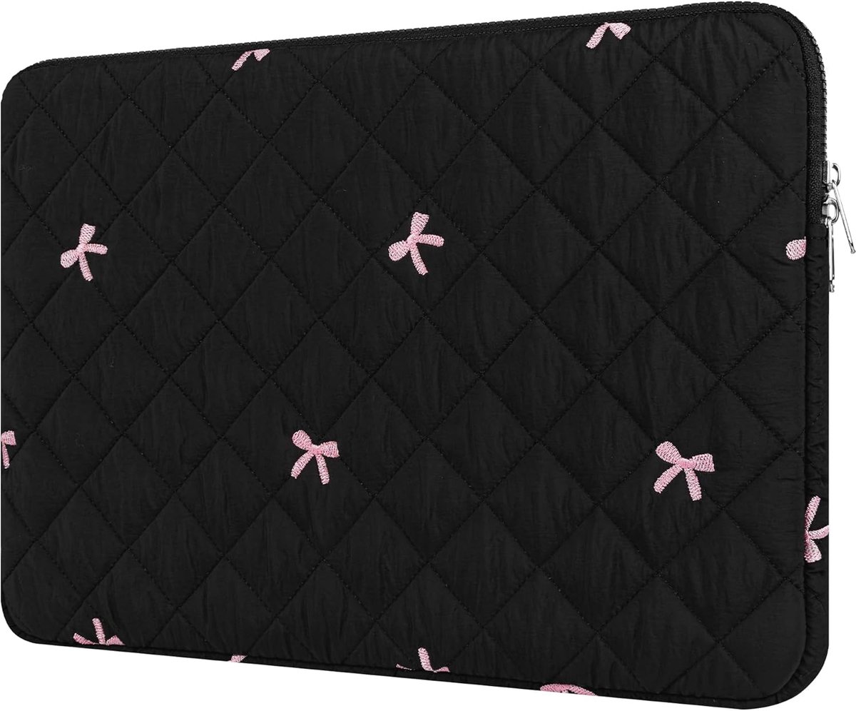 SnelShoppen - 13-14 inch laptoptas, hoes voor 13/14 inch MacBook, Chromebook, PC notebook, zwarte beschermhoes met geborduurde lussen, ideale laptopta