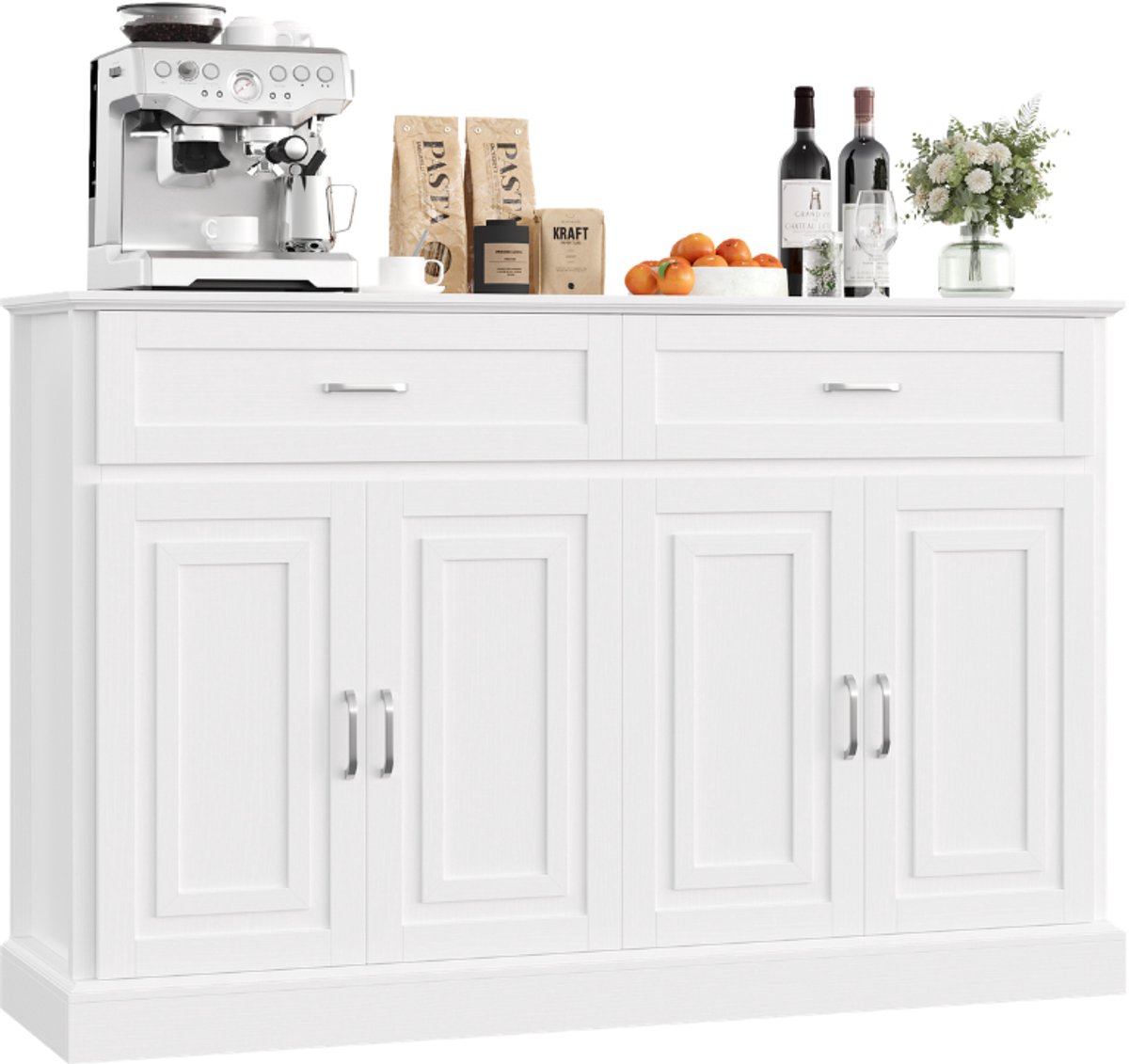 Keukenkast – Voor keuken en woonkamer – Met 4 deuren en 1 lade voor opbergruimte – Wit MDF 78x40x181,5 cm