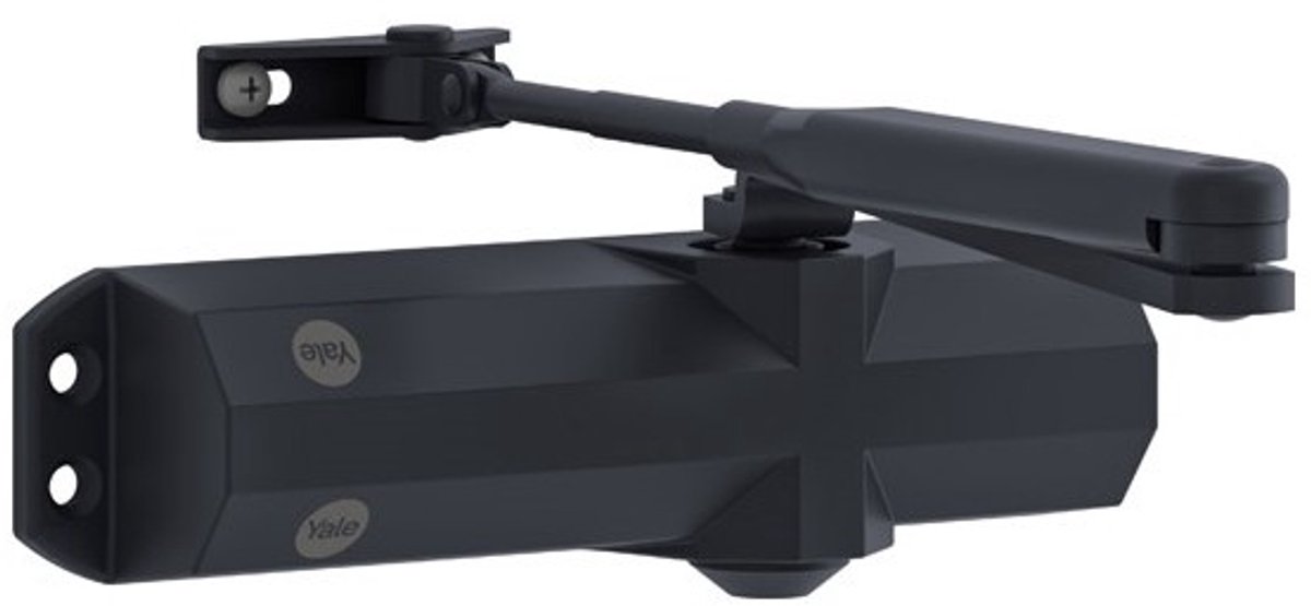 YALE Deurdranger 4500 Serie Zwart - Automatische Deursluiter met Standaardarm - Instelbare Sluitsnelheid - Voor Deuren tot 80 kg