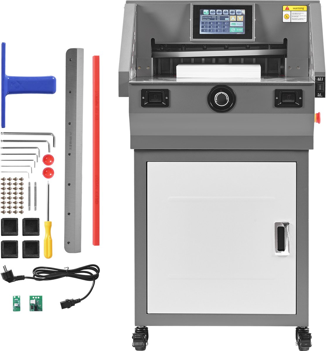 Elektrische Papiersnijder, Krachtige Snijmachine, Snijbreedte 457 mm, Snijdikte 58 mm, Grote Elektrische Guillotine met Infraroodfunctie en Vervangend Mes, 1000 W