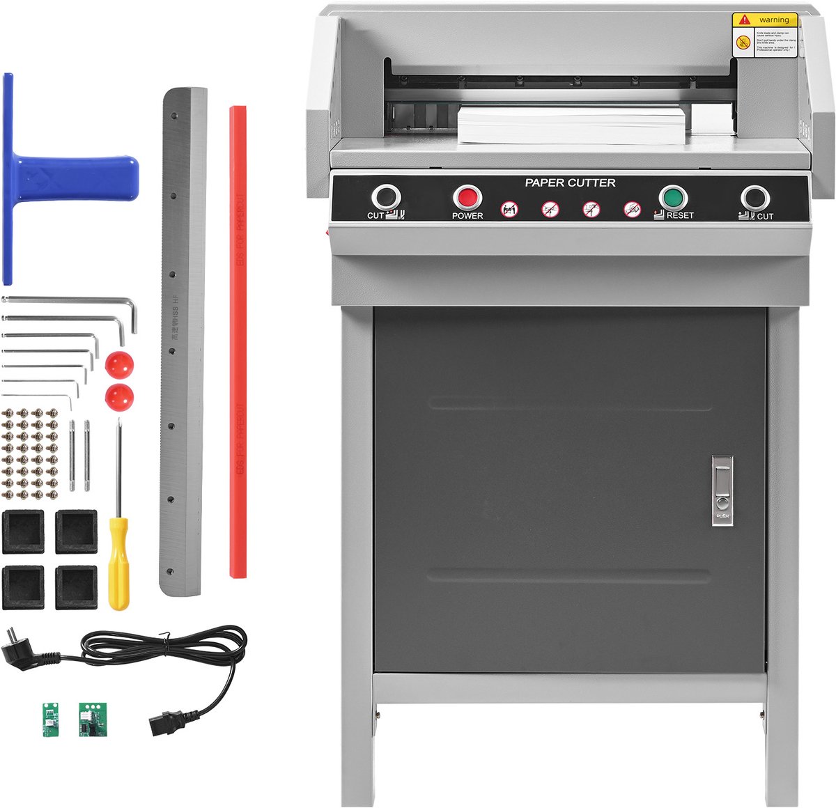 Elektrische Papiersnijder, Krachtige Snijmachine, 45 cm Snijbreedte, 4 cm Snijdikte, Grote Elektrische Guillotine met Infraroodfunctie en Vervangend Mes, 500 W