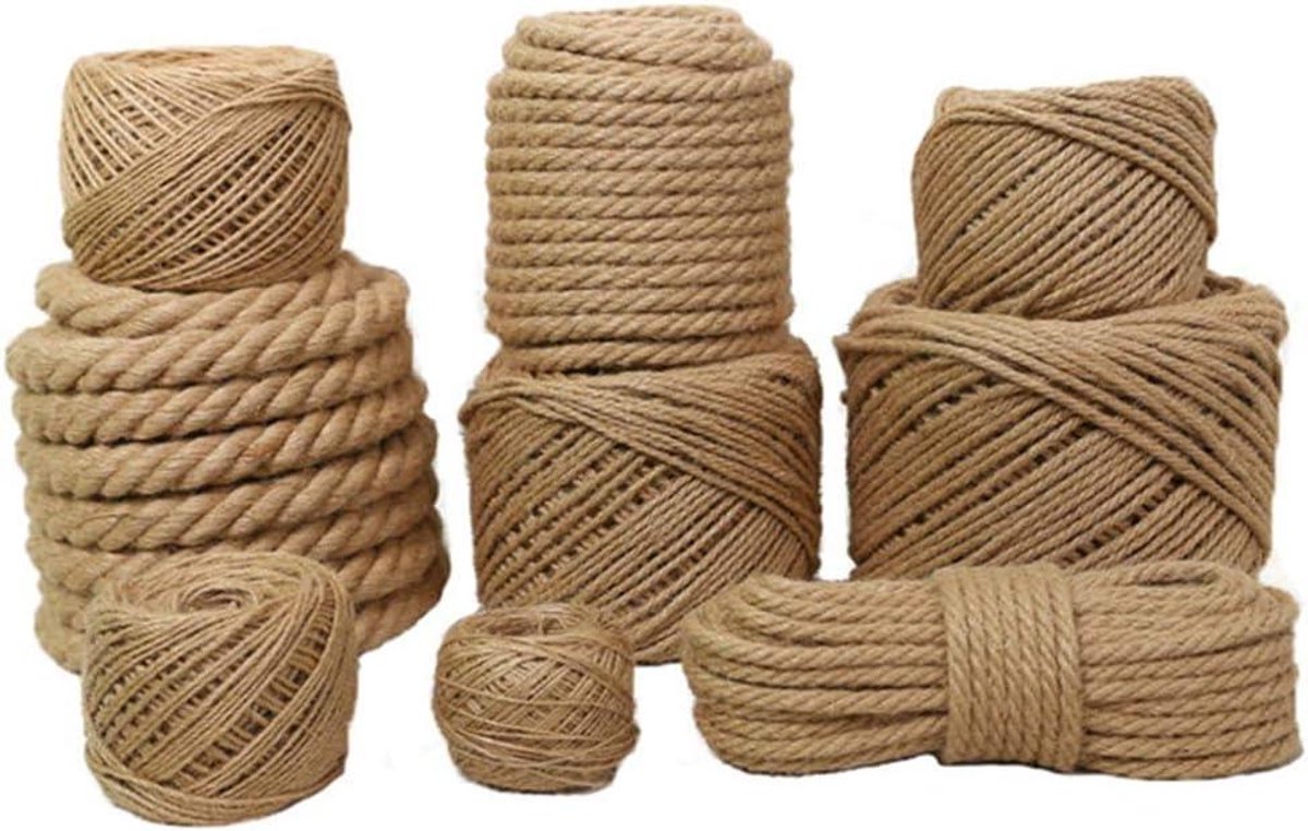Natuurlijk Hennep Touw - Jute Touw Buiten Touw - Tuinieren en Decoratie - Duurzaam en Weerbestendig - 50 meter - Bruin