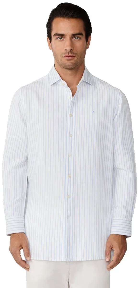 Hackett Summer Stripe Linen Overhemd Met Lange Mouwen Wit XL Man