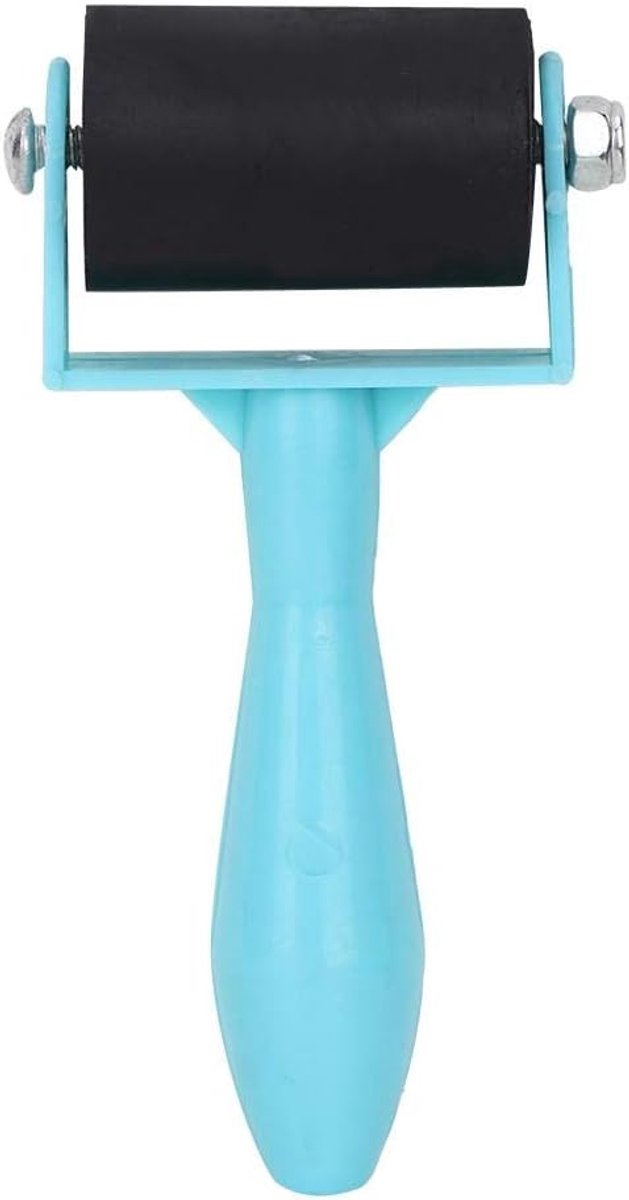 3.5cm rubber brayer roller voor het maken van prenten, met plastic handgreep, geschikt voor inkt, schilderen, kunstnijverheid, lijmen, stempelen - anti-slip (blauw)