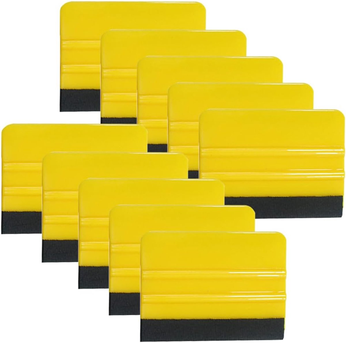 10 stuks rakel van kunststof met viltrand, universele viltrakel voor vinyl, hoogwaardige folie-rakel voor het lijmen van folie, muursticker, raamfolie (geel)