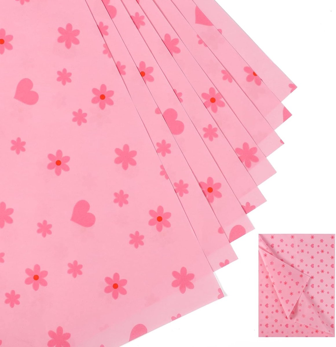 30 Vellen Hartbloem Tissuepapier, 50x35cm Inpakpapier Hartbloempatronen Decoratief Cadeau Inpakpapier Vellen Voor Kerstmis Bruiloft Verjaardagsfeest Ambachten Verpakking (Roze)