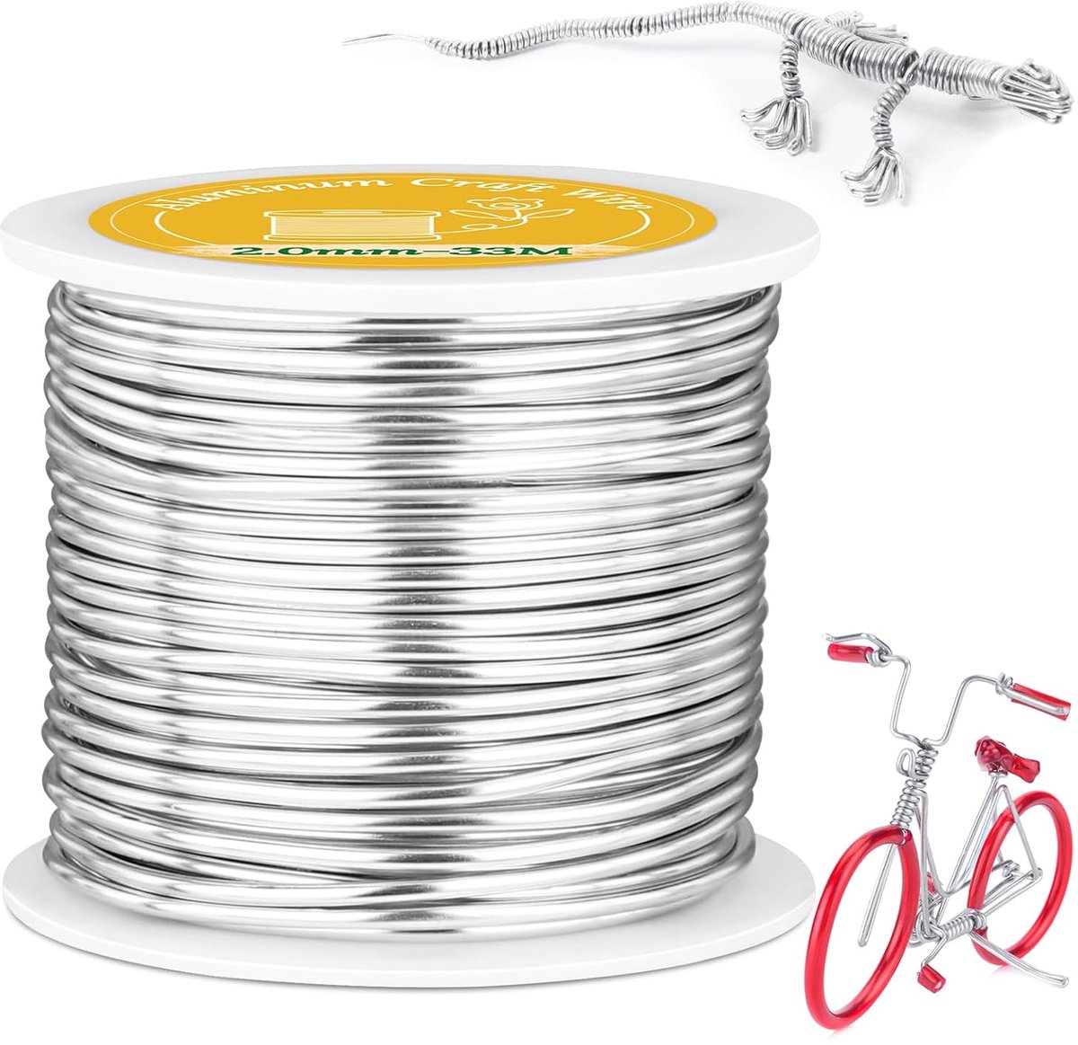 Draad, 33M Zilver Buigzaam en Flexibel Aluminium Craft Draad, Zilverdraad Voor Knutselen Voor DIY Beeldhouwen, Modelleren, Sieraden Maken, Bloemcreaties en Draadweven