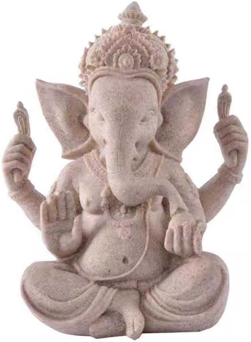 Boeddhabeeld, Boeddhafiguur, decoratief beeld, decoratie woonkamer, Indiase Ganesha, Home Store decoratie (9,5 cm/zandsteen)