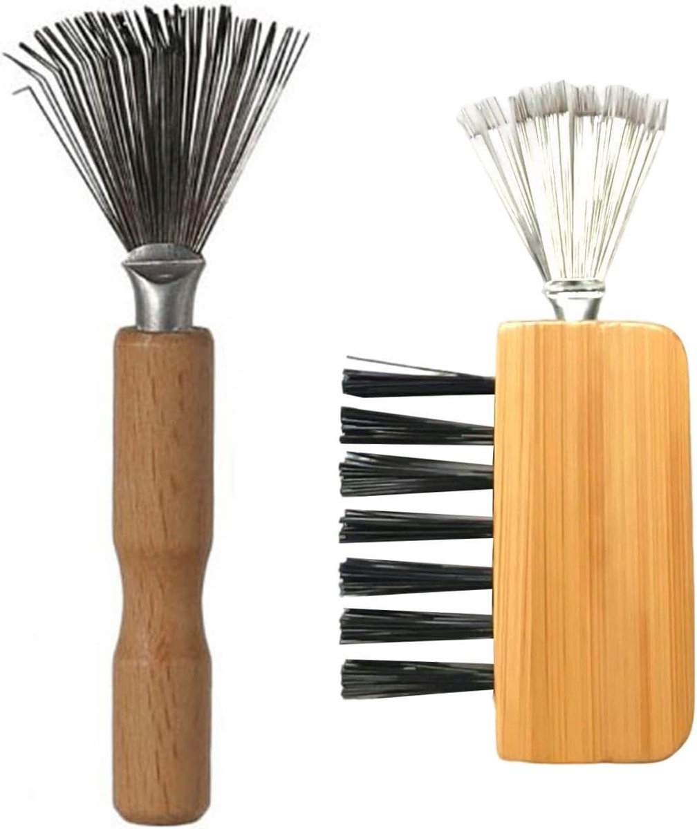 2 Stuks Schoonmaak Kam Met Houten Handvat, Airbag Kam, Haar Schoonmaak Tool, Het Verwijderen Van Vuil En Pluisjes, Geschikt Voor Antislip Badkamer Matten, Huishoudelijke Tapijten.