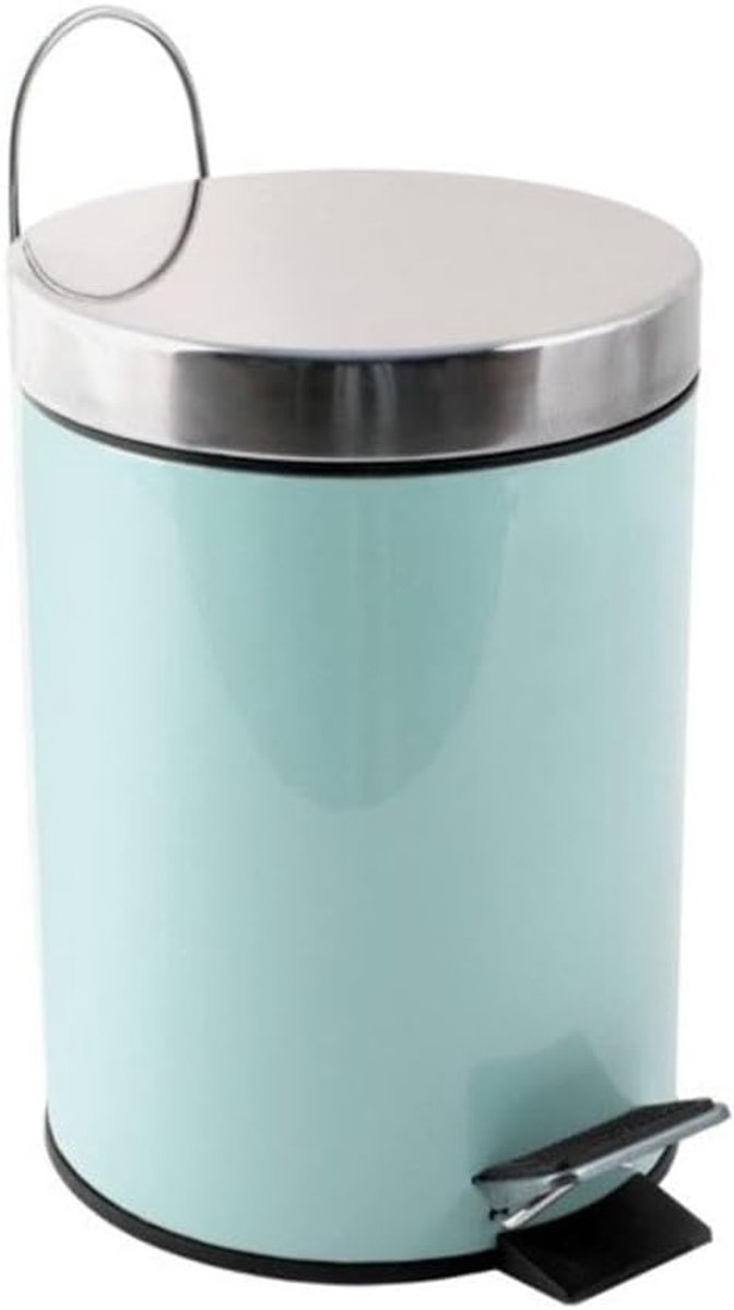 - Cosmetische Afvalbak Voor In De Badkamer - Roestvrij Staal Met Uitneembare Binnenemmer - Elegante Pedaalemmer - Compact en Praktisch - Pastelgroen - 3L