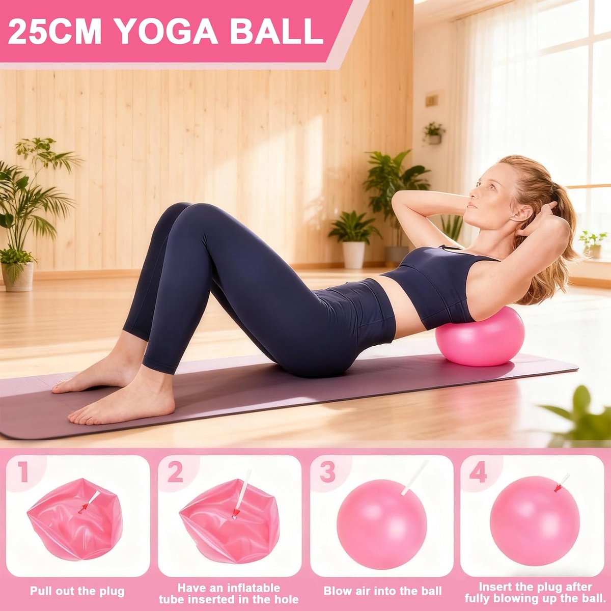 pilatesring, 13-delige fitnessset met antislip gestructureerd oppervlak, inclusief oefenbal en 5 weerstandsbanden, voor training thuis, studio-sessie