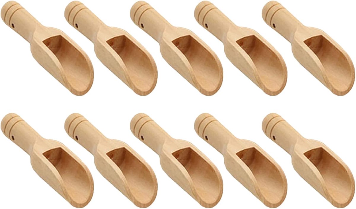 10 Stuks Mini Houten Lepels, Mini Bamboe Lepels voor Badzouten, Houten Spice Scoop, keukengerei, Van Toepassing op Koffie, Thee, Suiker(Bruin)