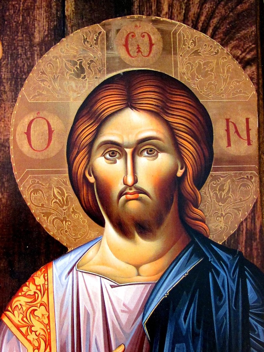 Grieks-orthodoxe Jezus Christus pictogram H3, 30 x 13 cm, houten plaquette muurkunst voor slaapkamer