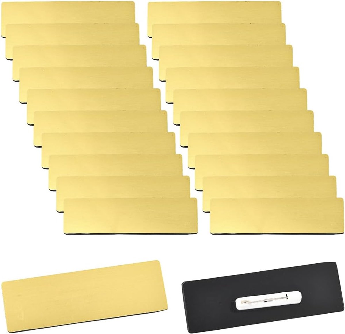 25 stuks gouden naamplaatjes blanco naambadges PVC plastic rechthoek gepersonaliseerde herbruikbare veiligheidslabels broches houders voor kantoormedewerkers studenten werknemer uniform ID