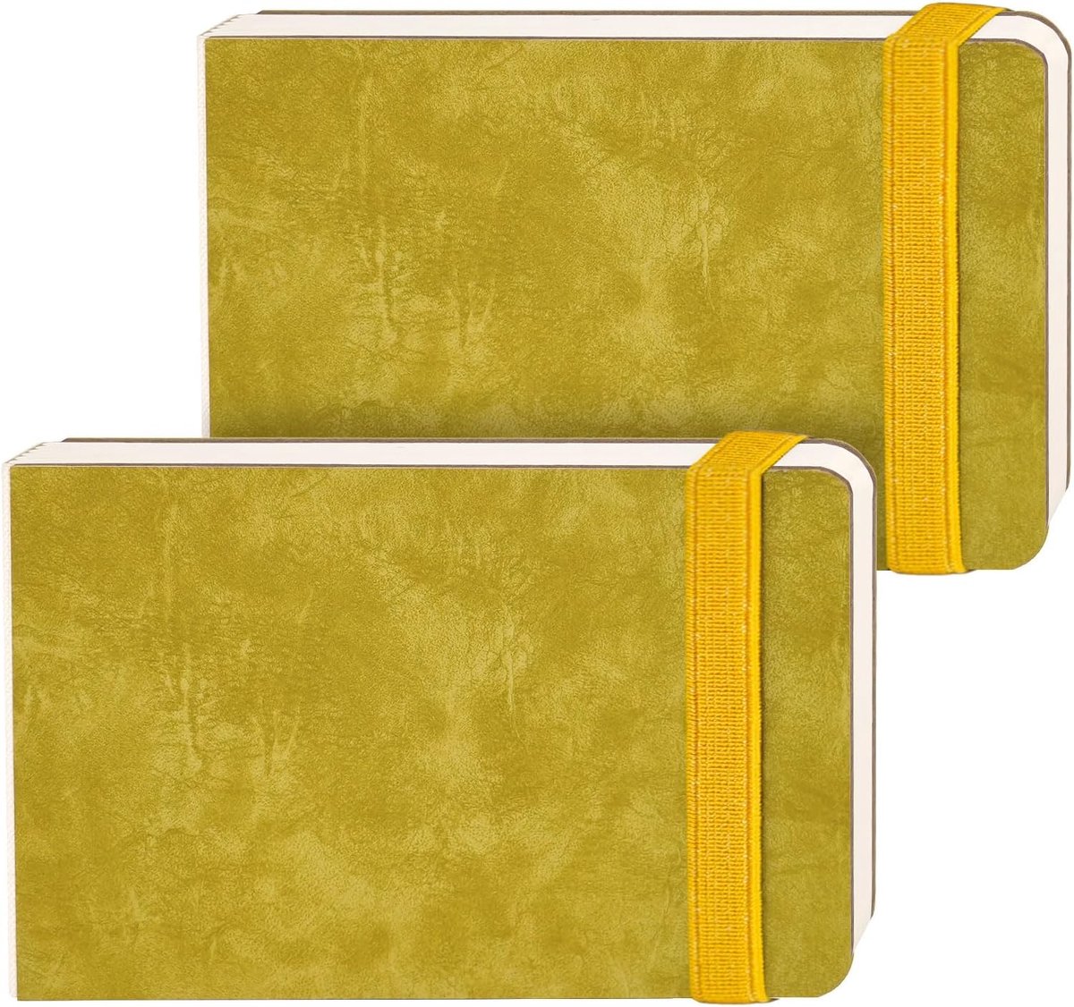AWERCOLOR JOURNAAL 2-PACK, 3,5x5.5, 44 pagina's elk, 100% katoenen hete pers, PU lederen groene harde hoes, kunstbenodigdheden voor gemengde media