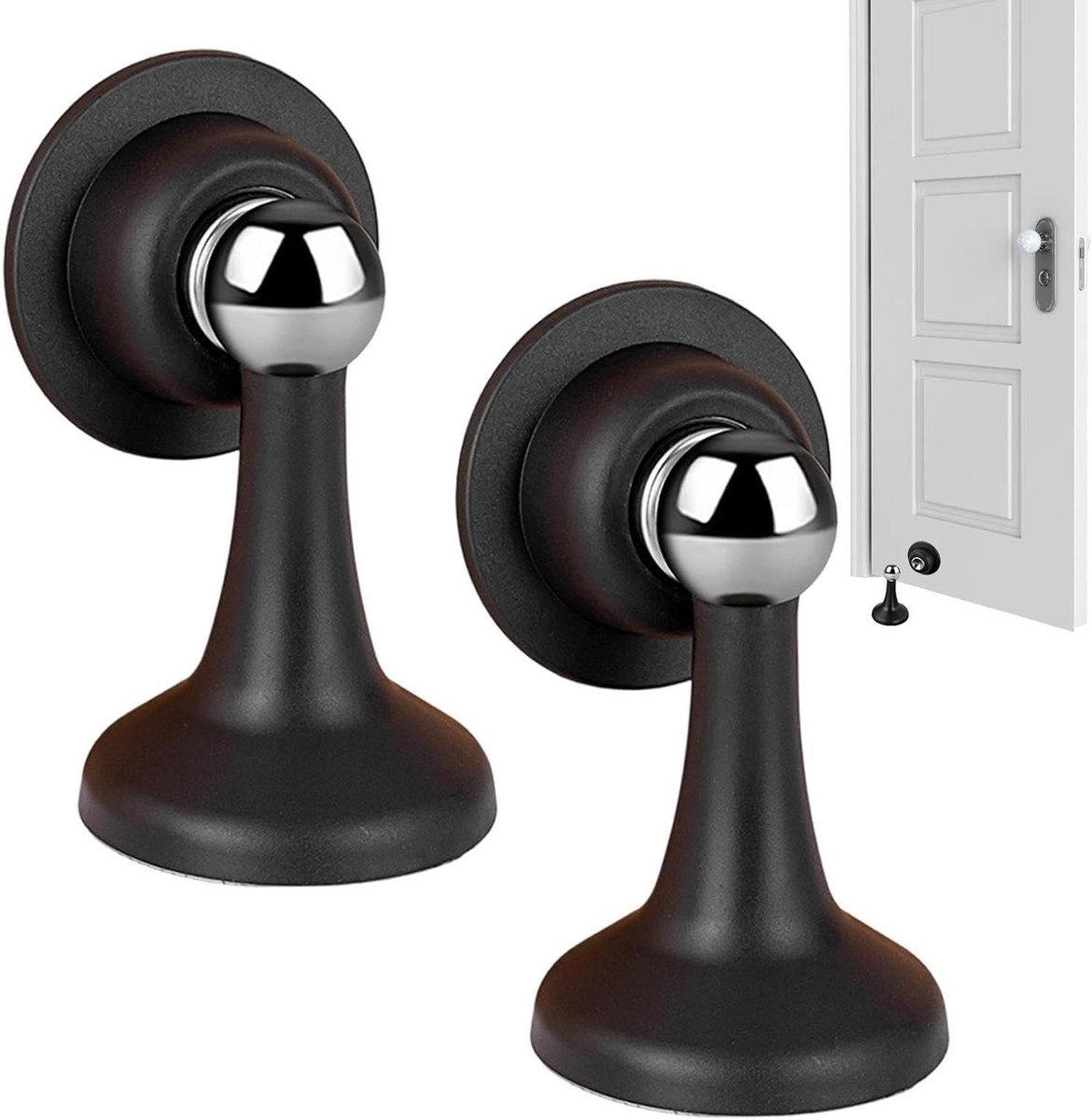 Magnetische Deurstopper - Deurvanger Magneet - Deuren Open Houden - Krachtige Zelfklevende Bevestiging - 9.5 cm Hoogte - Wit