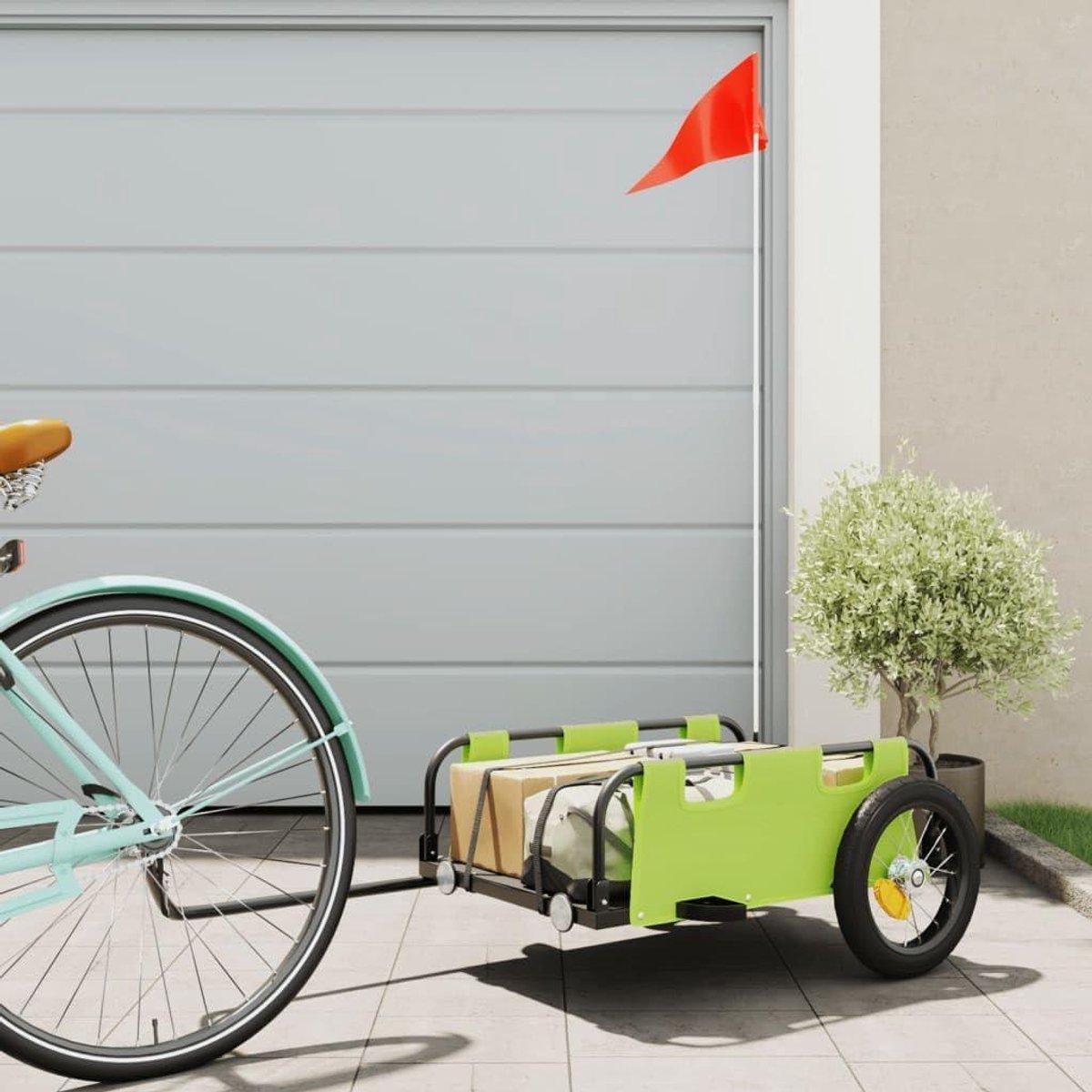 Fietskar - Hondenkar Bakfiets - Vervoer van spullen - Roestwerende poedercoating - N.v.t. - Groen