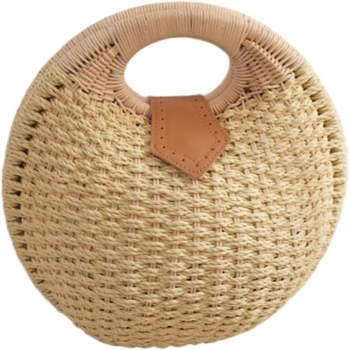 Strandtas Riet - Schelpvormige Tas - Zomerse Uitjes - Handgemaakt Geweven - 30 x 23 x 30 cm - Natuurlijk