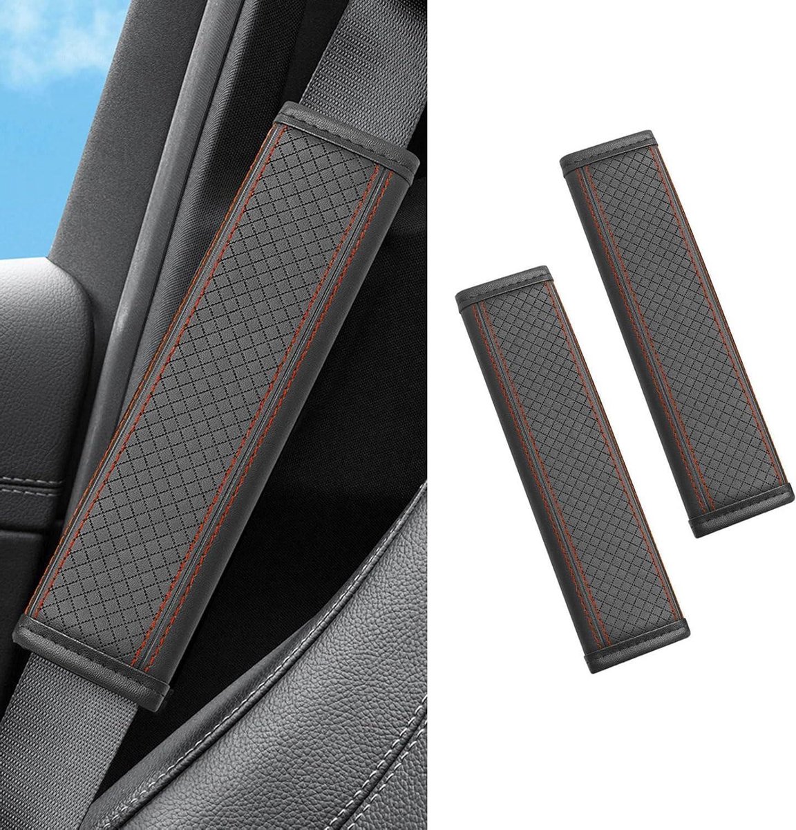 Autogordelhoezen - Schouderkussens - Comfortabel Rijden - Zacht Ademend Materiaal - 2 Stuks - Zwart