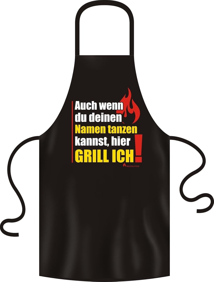 Schort 'Ik ben aan het grillen!' - zwart katoen - met sleutelhanger - perfect voor de barbecue - SnelShoppen