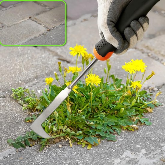 3 Stuks Voegkrabber en Onkruidsteker van Roestvrij Staal voor Tuinwerk, Handonkruidsteker en Tuingereedschap voor Effectieve Onkruidverwijdering — afbeelding 4