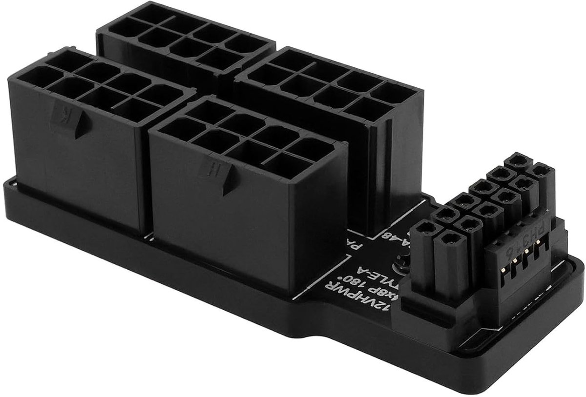 12V GPU Voedingsconnector 16 Pin naar 4X 8 Pin 600W Adapter voor PCIe 5.0 en ATX 3.0, Geschikt voor RTX 4090 en 3090Ti Grafische Kaarten