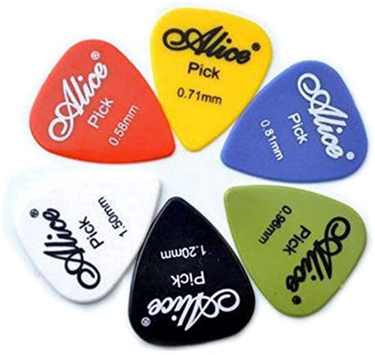 *** 6-Delige Plectrum Set - Verschillende Maten - Gitaar Accessoire - Guitar Picks - Cadeau voor Gitaarliefhebbers - Multicolour van Heble® ***