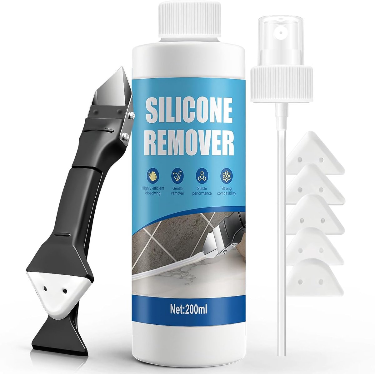 ALLONY Silicone Grout Remover, Liquid Silicone Remover, Dissolves Hardened Silicone, Silicone Remover Tools, Silicone - ShopVlot