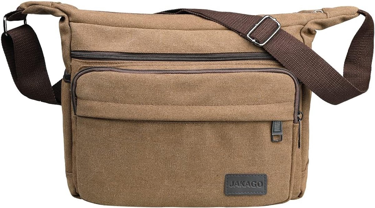 Schoudertas met meerdere vakken - casual canvas - voor dames en heren - ideaal voor dagelijks gebruik - SnelShoppen