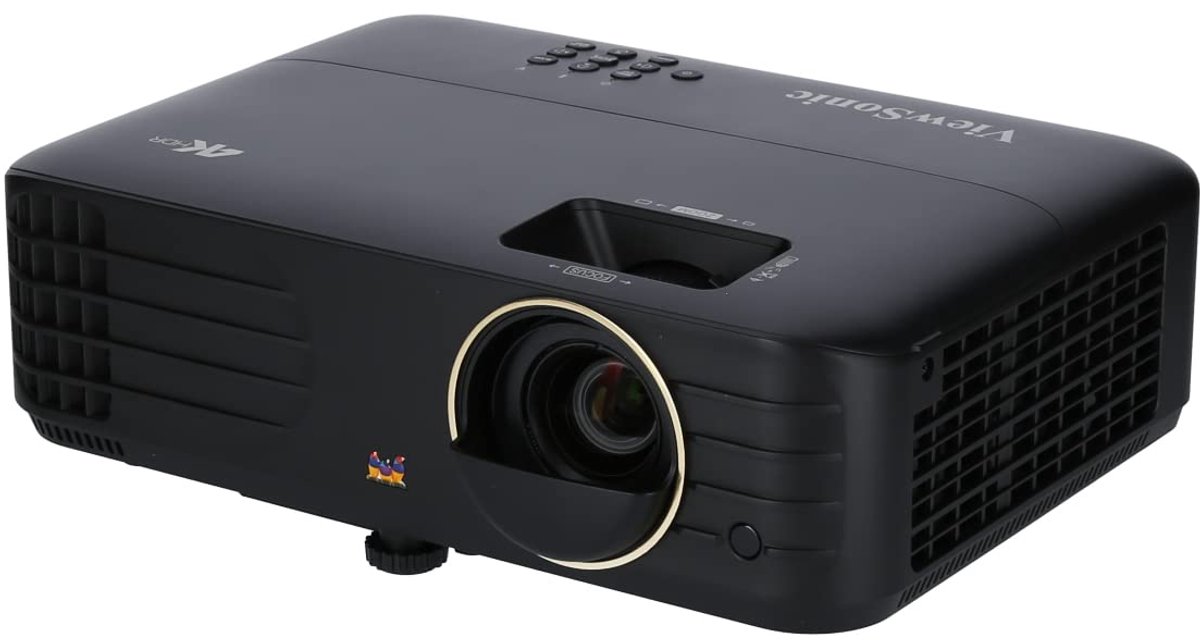 SnelShoppen - ViewSonic PX728-4K UHD DLP-projector voor home cinema, 4K resolutie, 2000 ANSI lumen, HDR, 2x HDMI, USB-C, 10 watt luidsprekers, auto ke