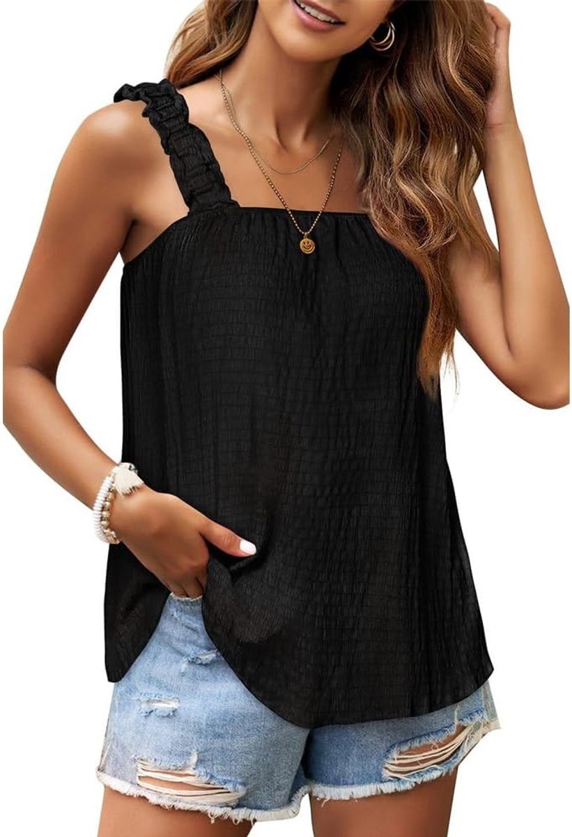 Tanktops voor vrouwen Vierkante hals Losse Fit Mouwloze Tops Leuke Zomer Casual Hemdje Blouses Tank Shirt