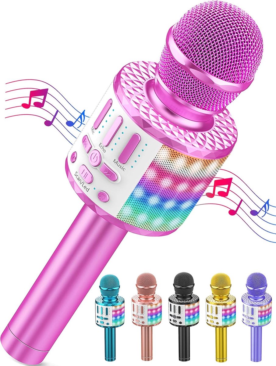 microfoon, draadloze led-microfoon om te zingen met luidspreker, karaoke speelgoed voor kinderen, thuis, karaoke machine, draagbare KTV luidsprekerrecorder voor Android/iPhone/iPad/pc