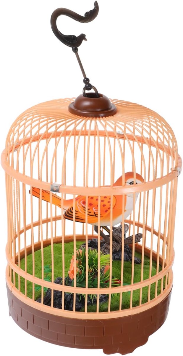 Voice-geactiveerde vogelkooi met tweetende fladderende vogels, interactief voor peuters, realistische vogelgeluiden en compact en decoratief
