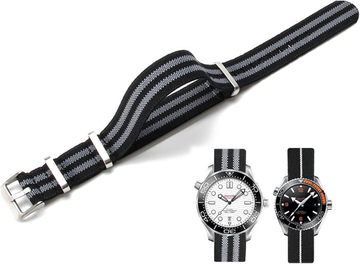 Horlogebandje Nylon Elastisch Horlogeband in Nato-stijl militairen parachute Horlogeband Gevlochten Reservearmband Horlogebanden 18mm 20mm 22mm voor Dames en Heren