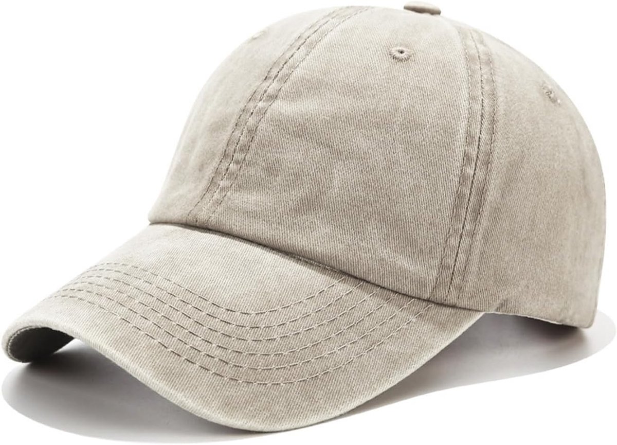 Baseball Cap Vintage Basecap Gewassen Katoen Verstelbare Baseball Caps Unisex Baseball Cap Verstelbare Metalen Gesp Geschikt voor Dagelijks Reizen Buiten (Verwassen Beige)