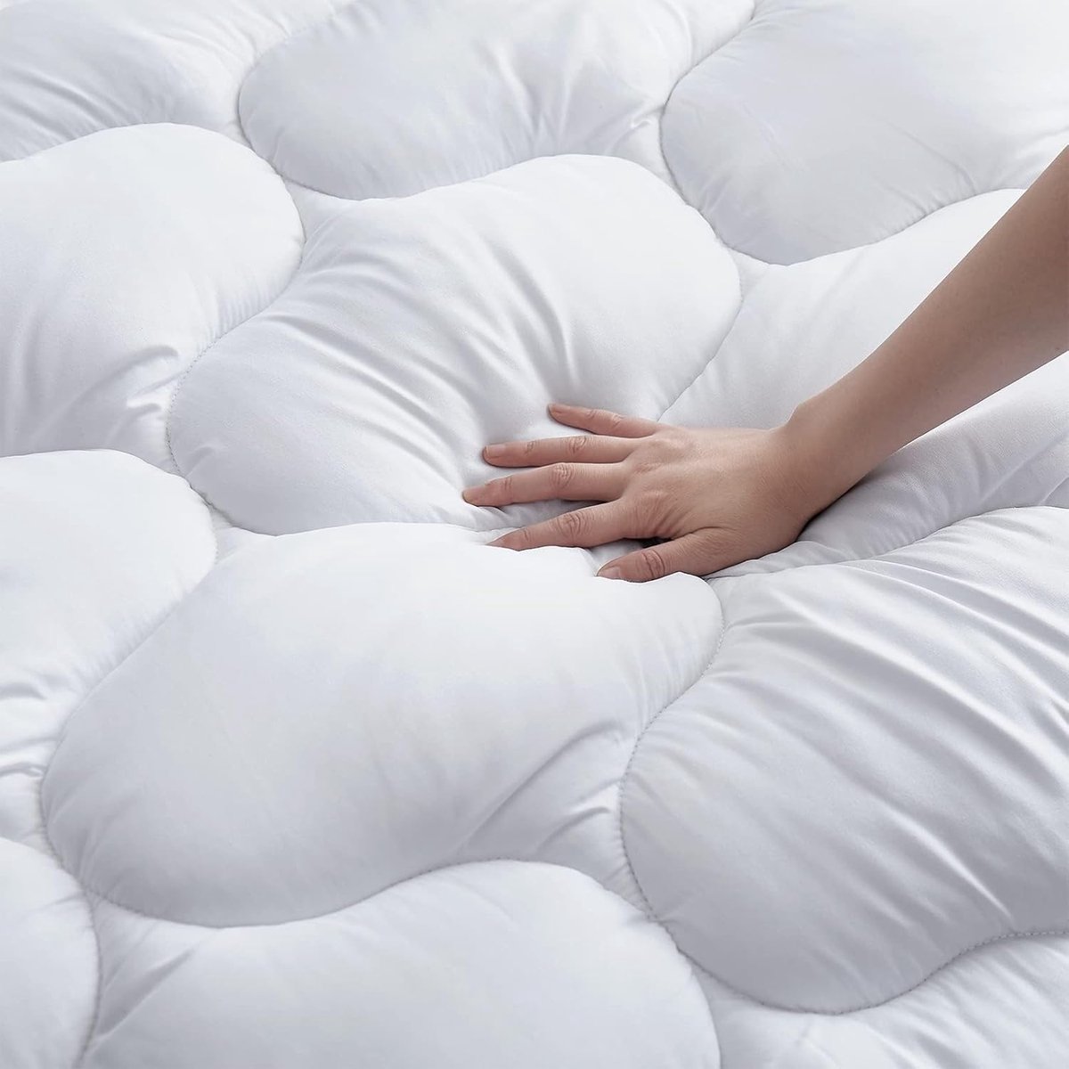 SnelShoppen - Matrasbeschermer 160 x 200 cm, Zachte Topper, Ademend, 360° Wikkeling, Verdikte Matrastopper, Wasbaar, 3D-netovertrek, Matrashoes, Öko-T