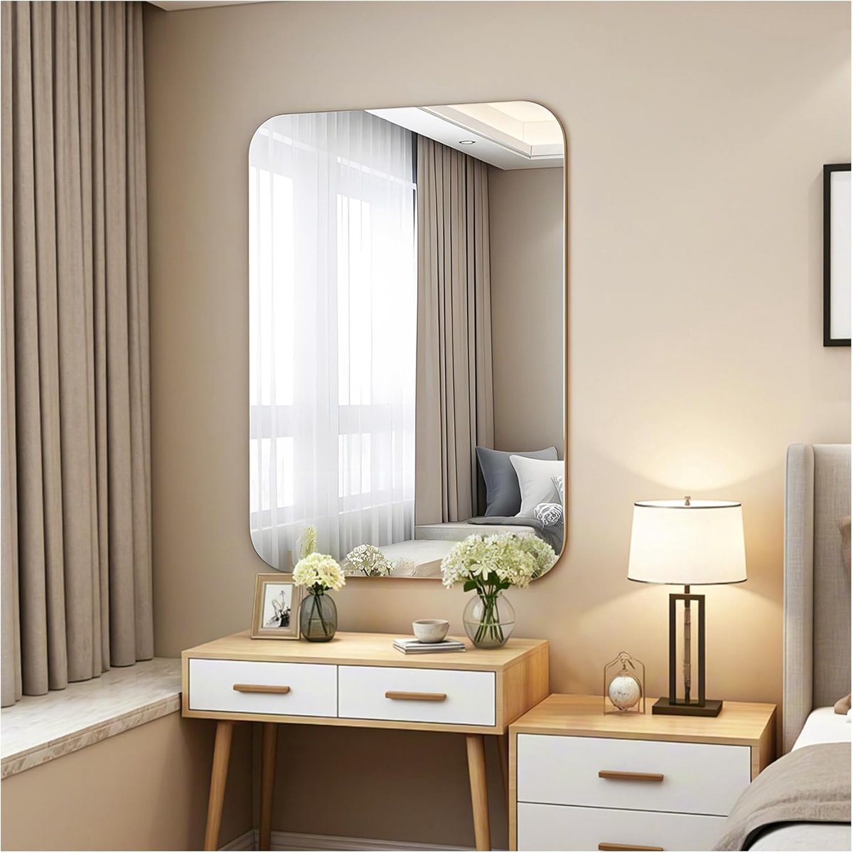 SnelShoppen - Spiegel 40 x 60 cm Frameloze Rechthoekige Wandspiegel HD Badkamerspiegel Decoratieve Glas Spiegel voor Badkamer, Kledingkamer, Slaapkame