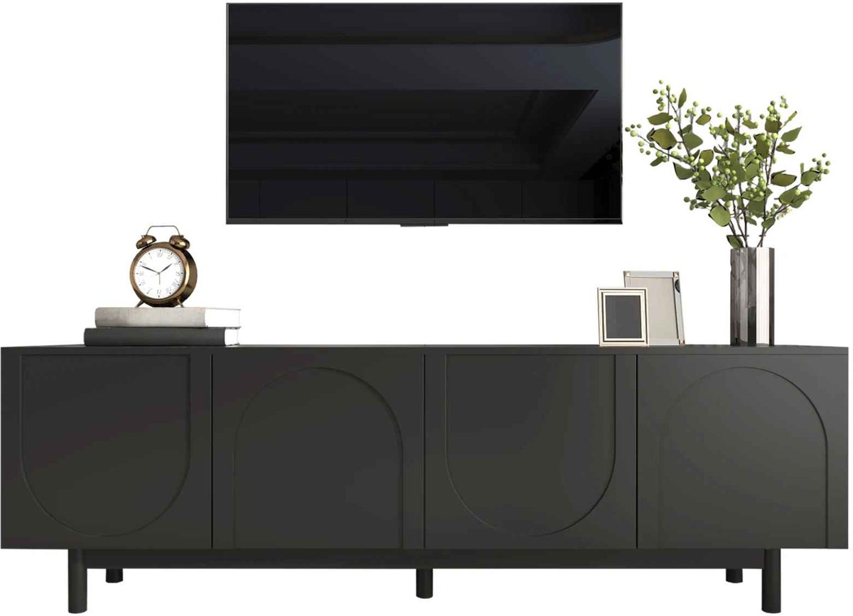 CORE TV-Meubel - Modern Lowboard - TV-Kast met Verstelbare Opbergvakken - Luxe TV-Console met Ruime Opbergruimte - Entertainmentmeubel voor Woonkamer - Stevig en Lichtgewicht Design - 175x38x56cm - Zwart