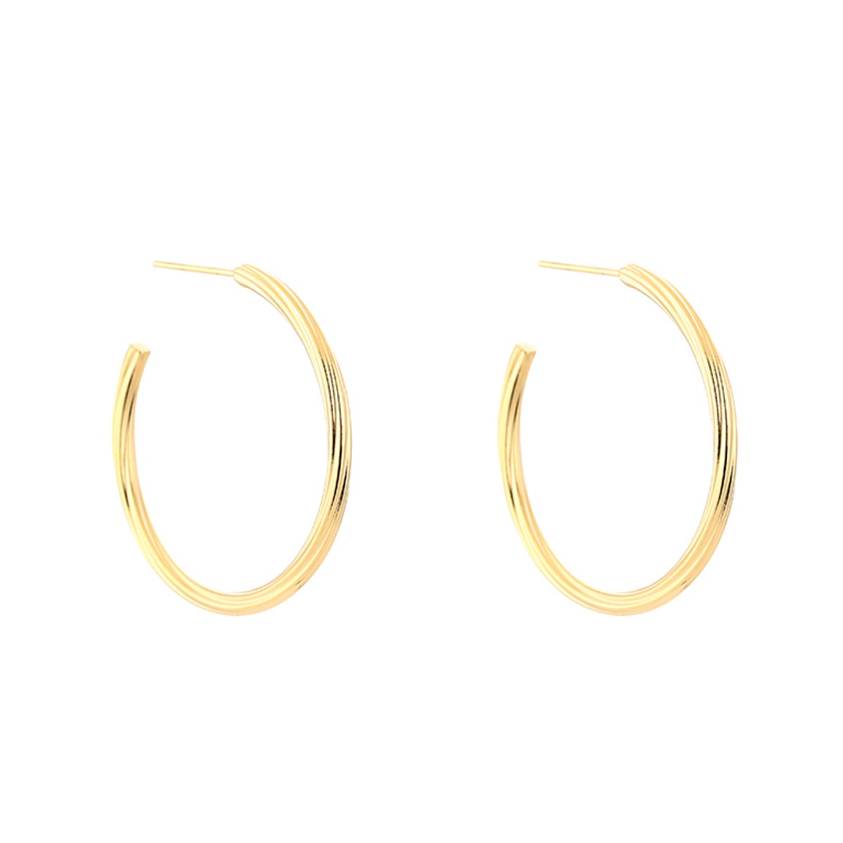 Stainless Steel Twisted Spiral Half Hoops 35MM – Luxe Gevlochten Twiddled Halve Oorringen – RVS - Goud